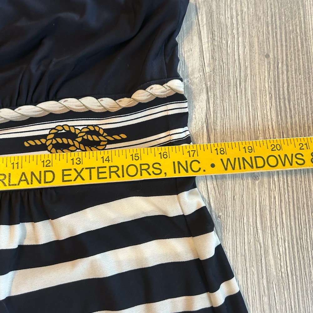 Boston Proper Nautical Rope Stripe Maxi Dress Navy Yellow White Sleeveless Sz 16 - Picture 14 of 14